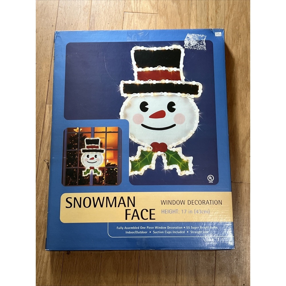 Vintage 2002 Target Snowman Face Window Decoration Lighted 17" Christmas Tested